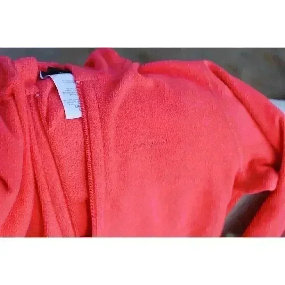 Girls Patagonia Size M Pink lightweight fleece hooded jacket with pockets